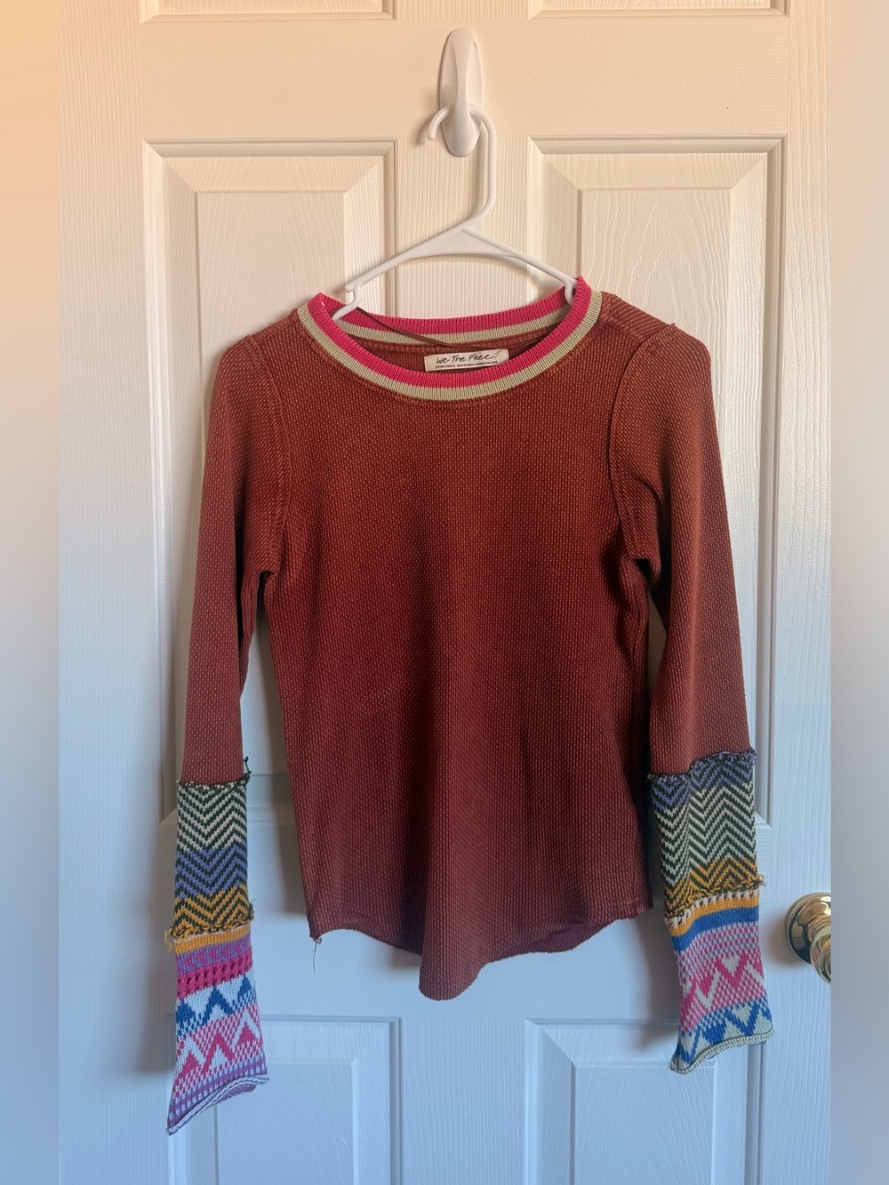 We the Free Burnt Orange/Multicolor Long Sleeve Tee